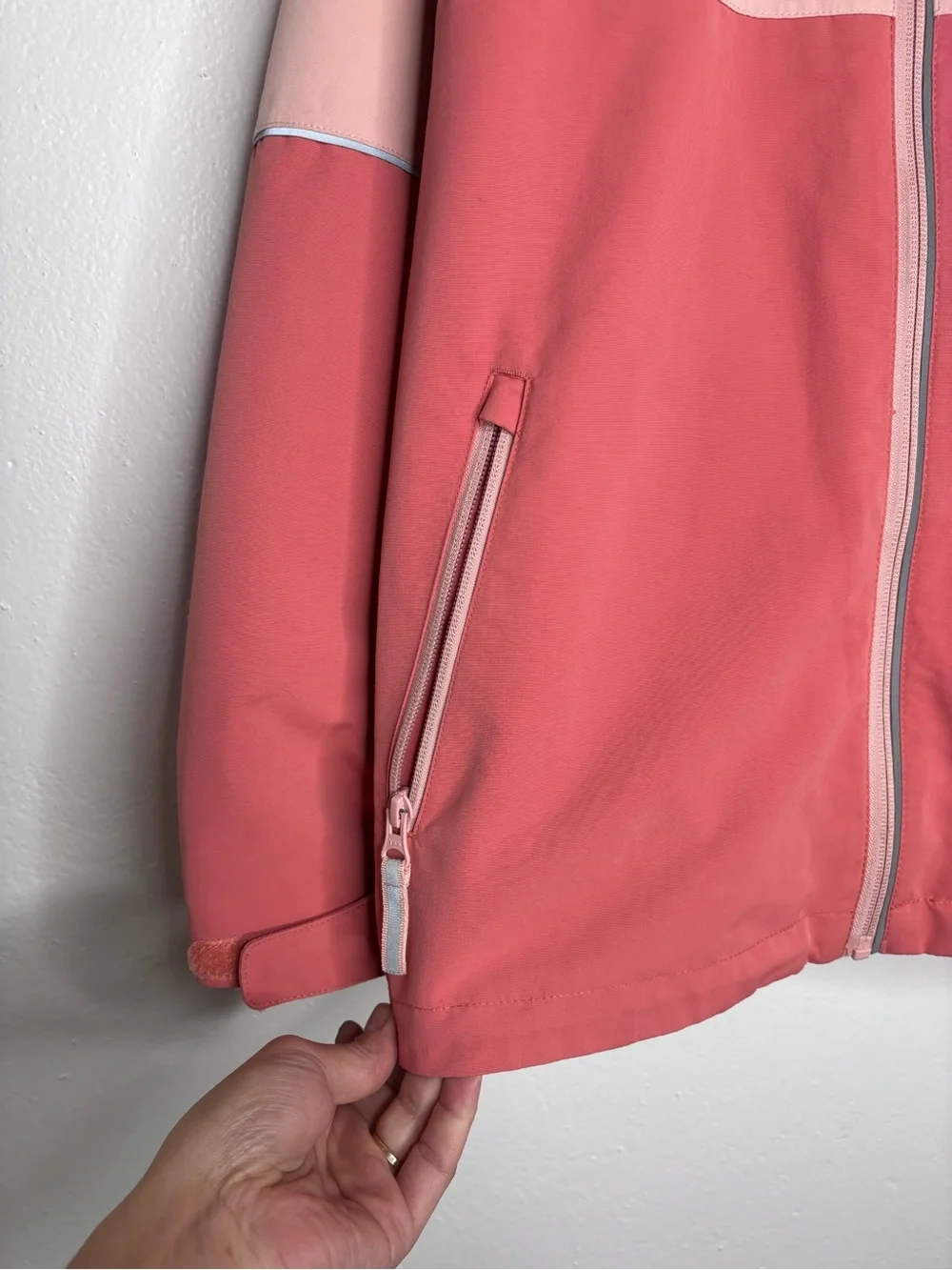 Polarn O. Pyret Waterproof Hooded Rain jacket Two Tone Pink Size 10-11yrs.